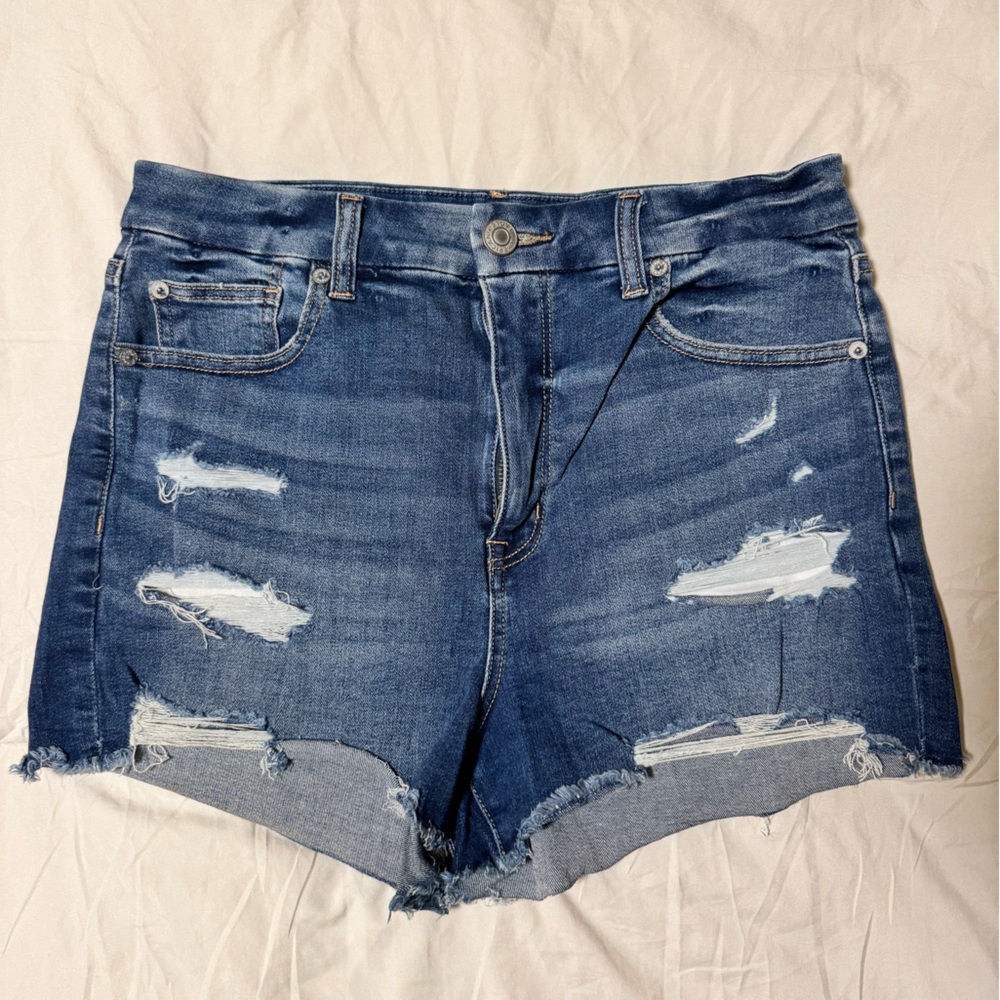 American Eagle Outfitters Blue Distressed Jean Shorts